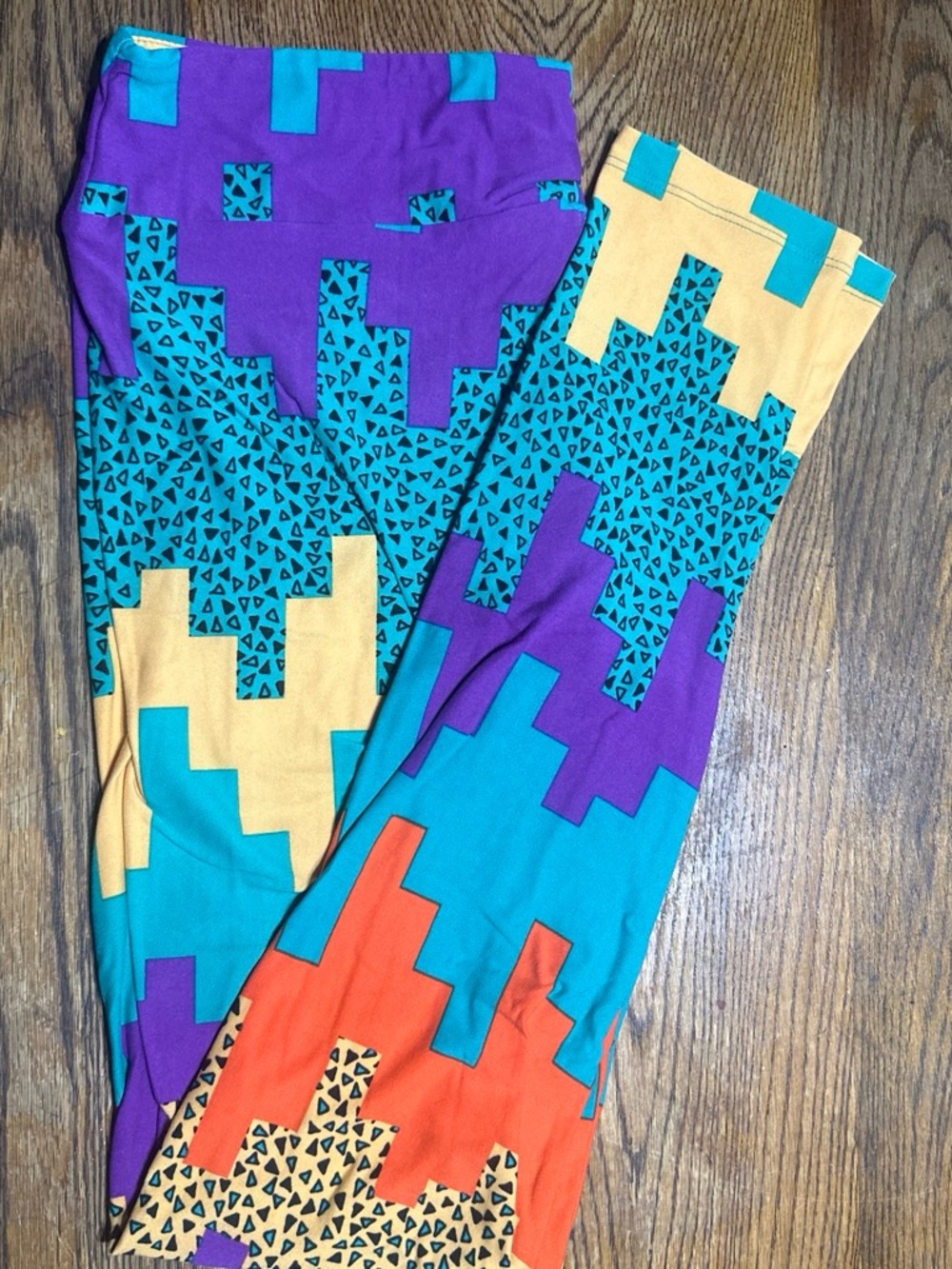 Colorblock Geo Print Leggings - Multicolor